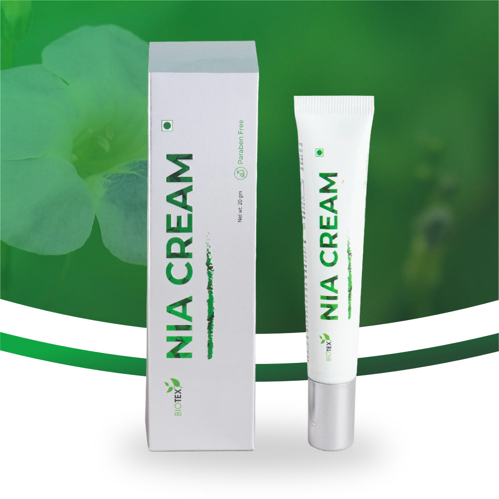 Biotex NIA Brahmi Cream 20g tube and box, Curatio Health Malaysia