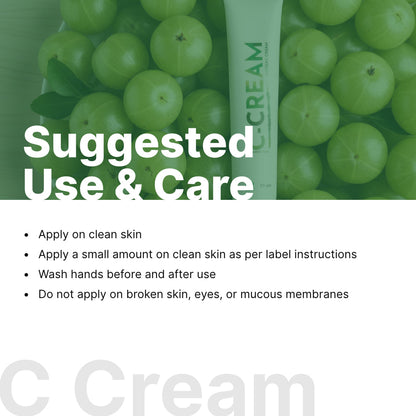 How to use Biotex C-Cream Amlaki: cleanse, apply to the face and neck, and massage twice daily, Curatio Health Malaysia