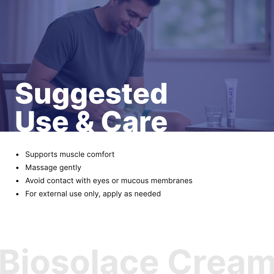 How to use Biotex BIOSOLACE Cream: apply a small amount and massage 2 to 3 times daily, Curatio Health Malaysia