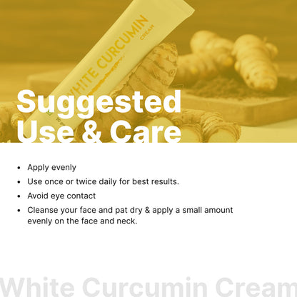 How to use Biotex White Curcumin Cream: cleanse, then apply a small amount 1 to 2 times daily, Curatio Health Malaysia
